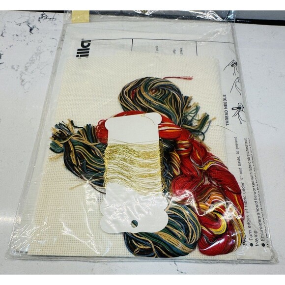 Vtg Bucilla Counted Cross Stitch Kit Festive Noel 8x20 Christmas Tree Santa - Picture 10 of 11